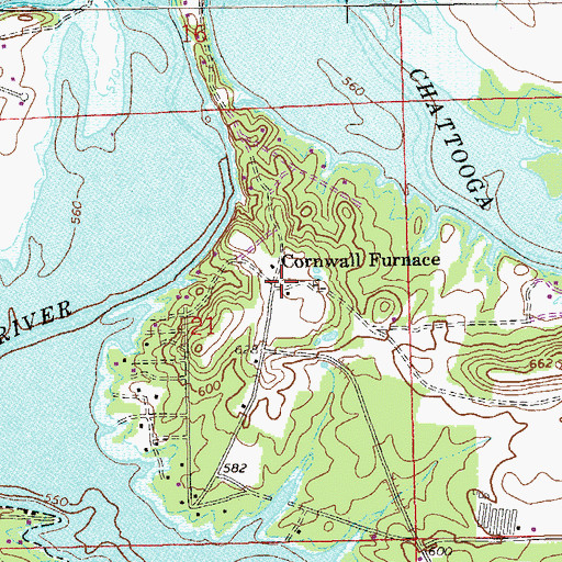 Topographic Map of Cornwall Furnace Memorial Park, AL
