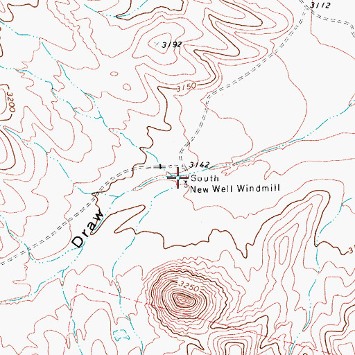 Topographic Map of South New Well Windmill, TX