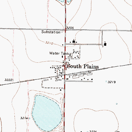 Topographic Map of South Plains, TX