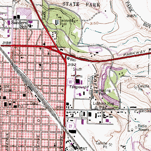 Topographic Map of South Plains Fairground, TX