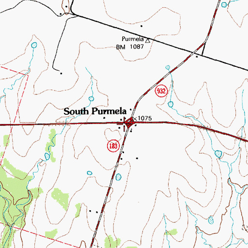 Topographic Map of South Purmela, TX