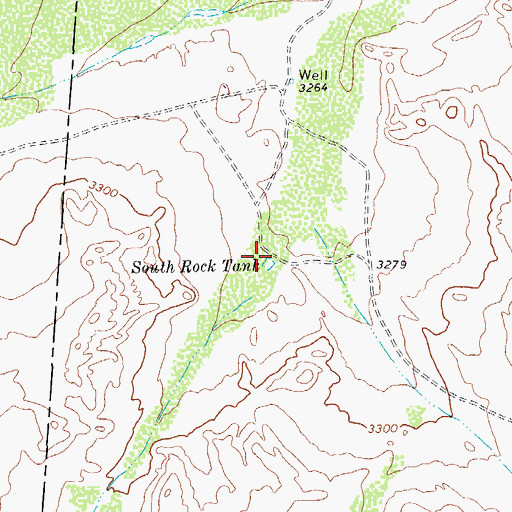 Topographic Map of South Rock Tank, TX