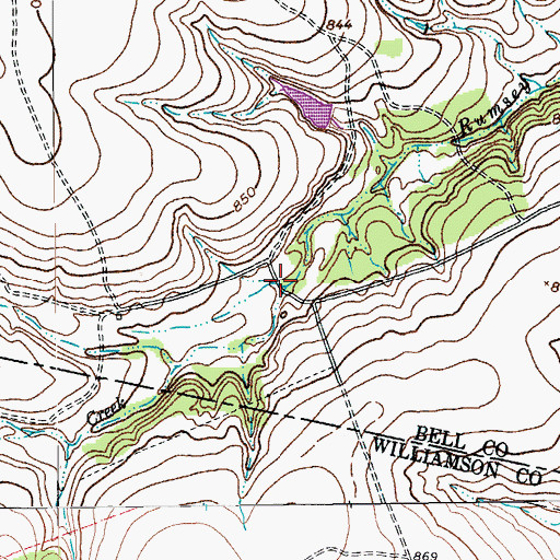 Topographic Map of South Rumsey Creek, TX