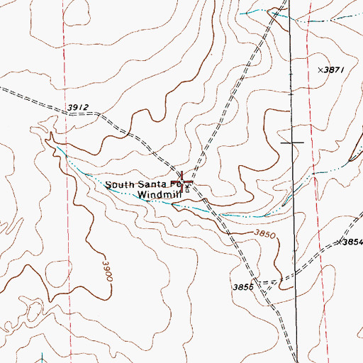 Topographic Map of South Santa Fe Windmill, TX