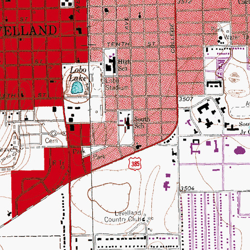 Topographic Map of South School, TX