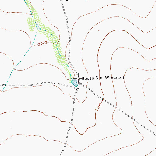 Topographic Map of South Six Windmill, TX