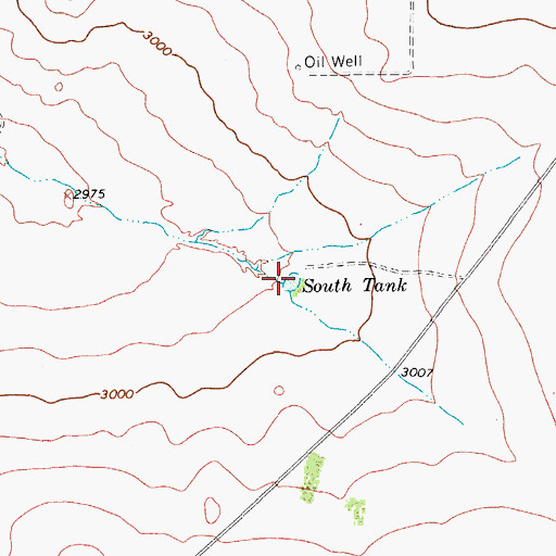 Topographic Map of South Tank, TX