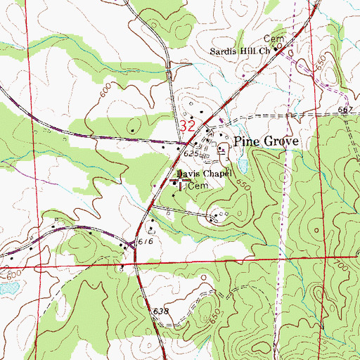 Topographic Map of Davis Chapel Cemetery, AL