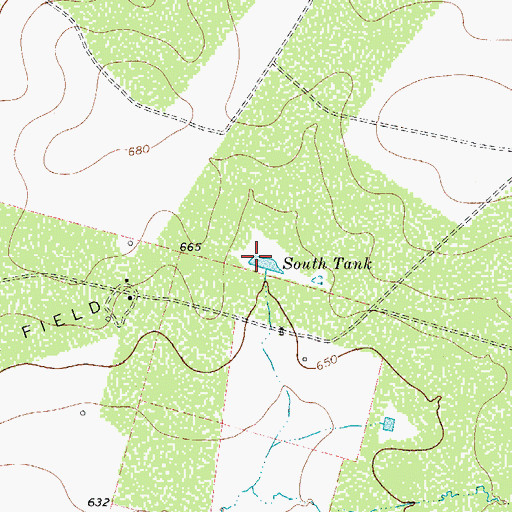 Topographic Map of South Tank, TX