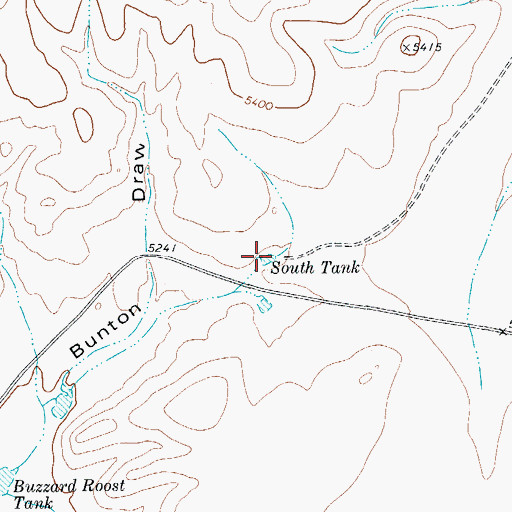 Topographic Map of South Tank, TX