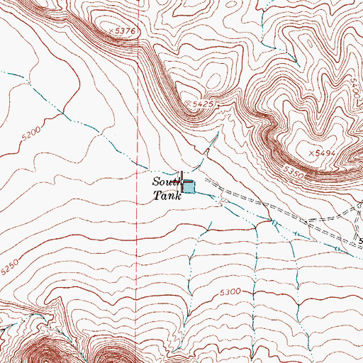 Topographic Map of South Tank, TX