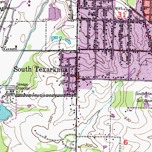 Topographic Map of South Texarkana, TX