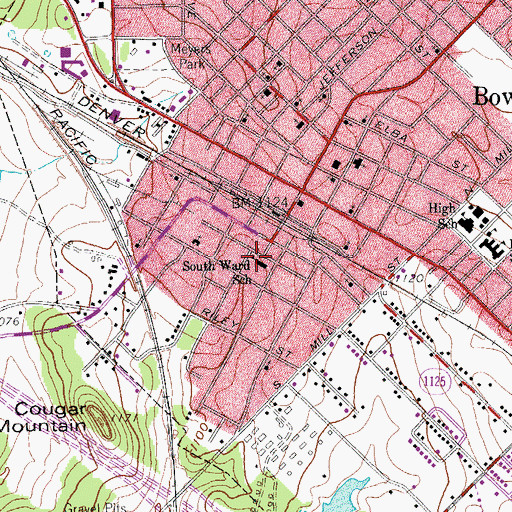 Topographic Map of South Ward School, TX