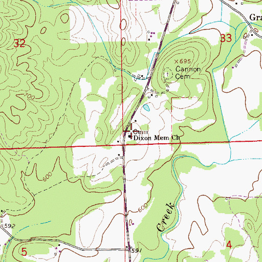 Topographic Map of Dixons Chapel Cemetery, AL