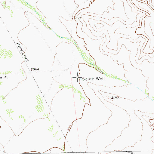 Topographic Map of South Well, TX