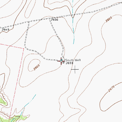 Topographic Map of South Well, TX