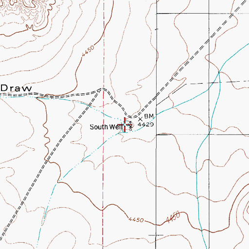 Topographic Map of South Well, TX