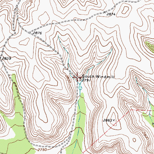 Topographic Map of South Windmill, TX