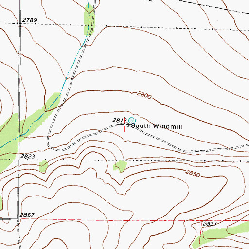 Topographic Map of South Windmill, TX