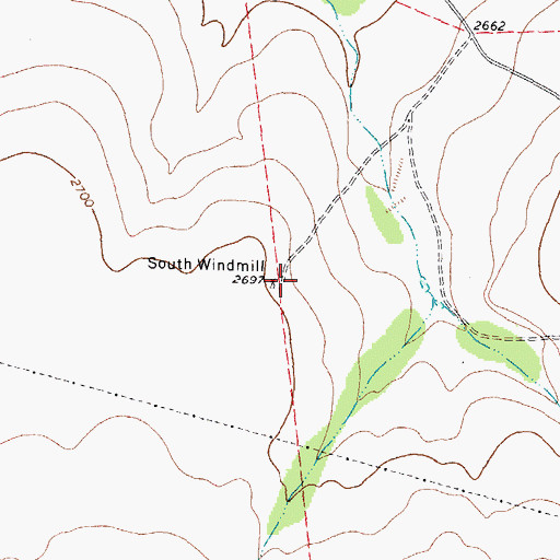 Topographic Map of South Windmill, TX