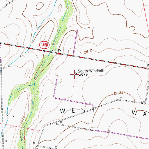 Topographic Map of South Windmill, TX