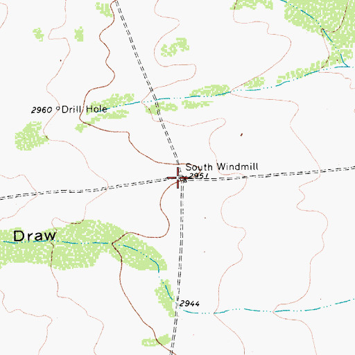 Topographic Map of South Windmill, TX