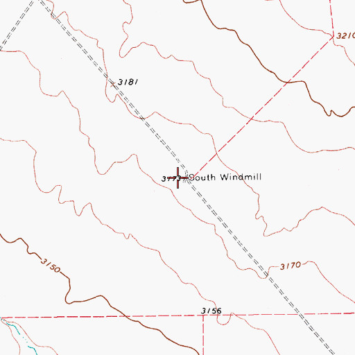 Topographic Map of South Windmill, TX