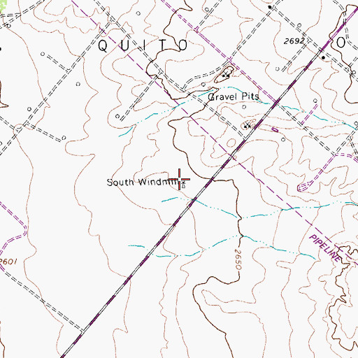 Topographic Map of South Windmill, TX