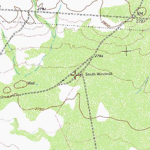 Topographic Map of South Windmill, TX
