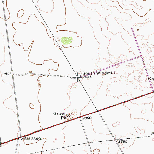 Topographic Map of South Windmill, TX