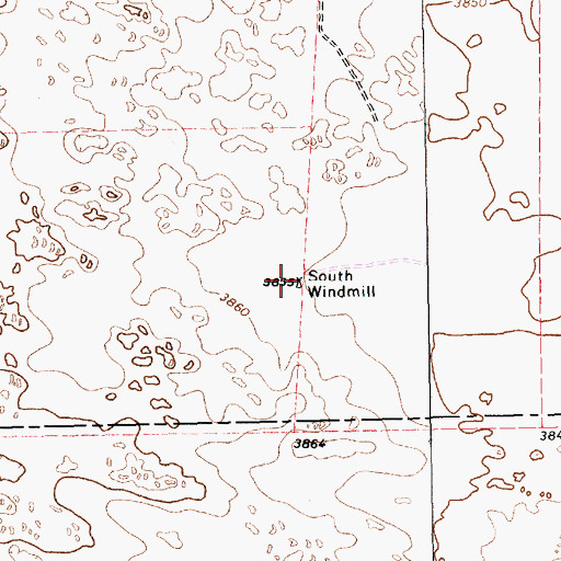 Topographic Map of South Windmill, TX