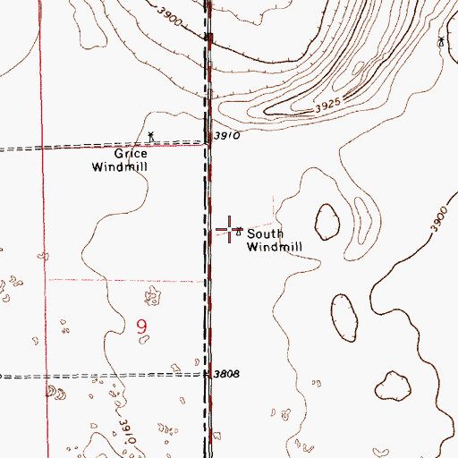 Topographic Map of South Windmill, TX