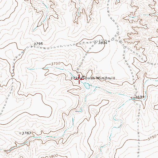 Topographic Map of South Windmill, TX
