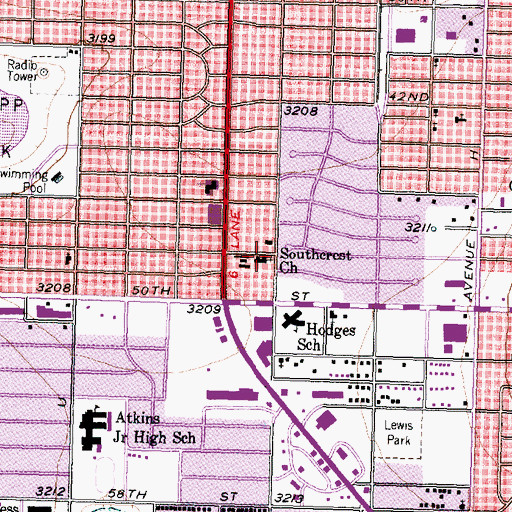 Topographic Map of Southcrest Church, TX