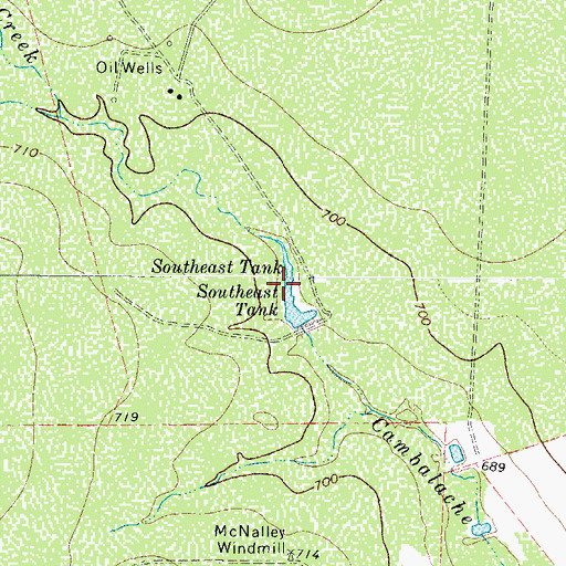 Topographic Map of Southeast Tank, TX