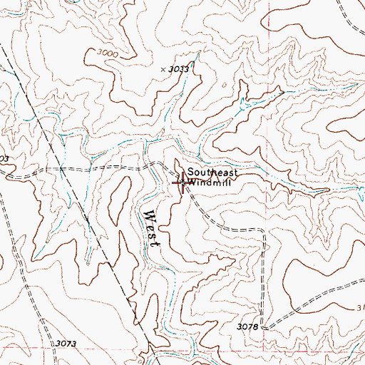 Topographic Map of Southeast Windmill, TX