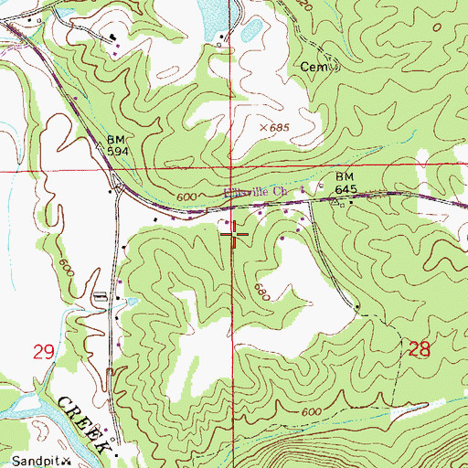 Topographic Map of Ellisville Church, AL