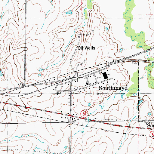 Topographic Map of Southmayd, TX