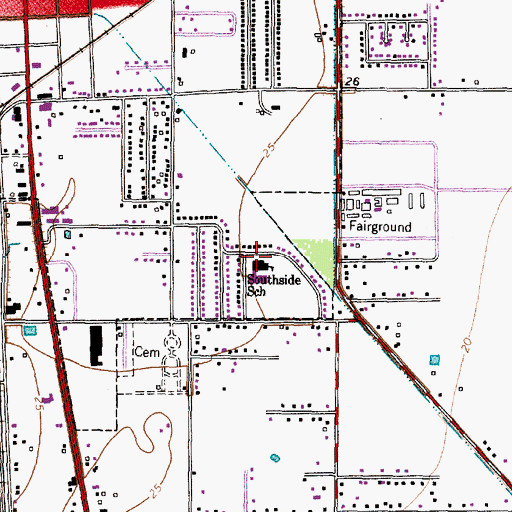 Topographic Map of Southside School, TX