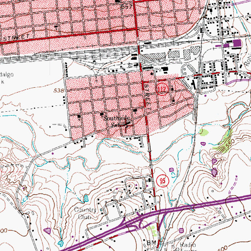 Topographic Map of Southside School, TX