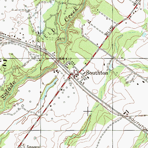 Topographic Map of Southton, TX