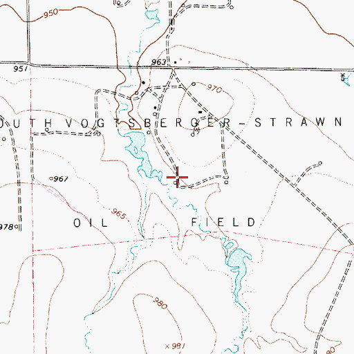 Topographic Map of Southvogtsberger-Strawn Oil Field, TX