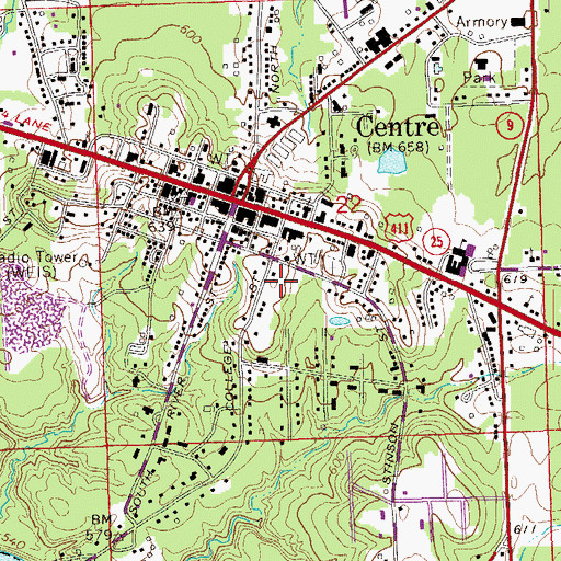 Topographic Map of Ethel Morrison Memorial Park, AL