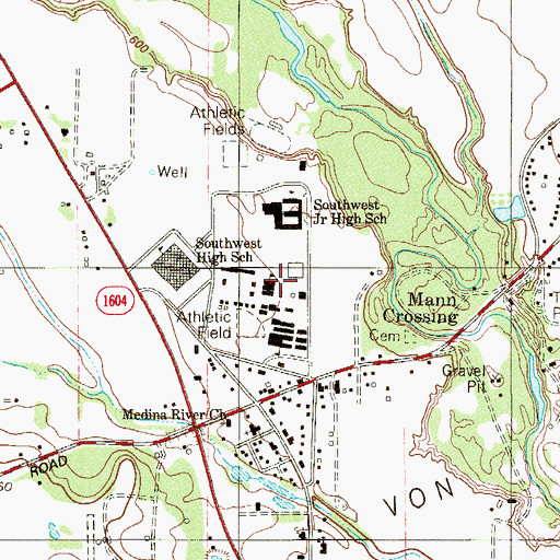 Topographic Map of Southwest High School, TX