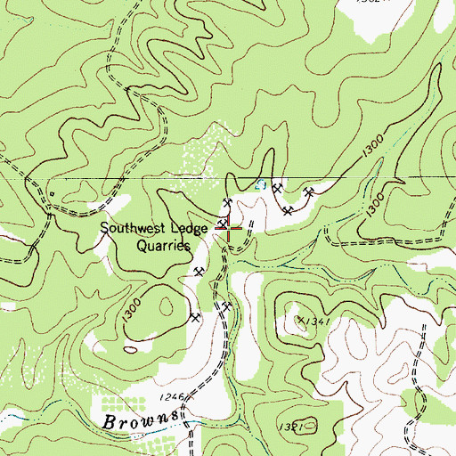 Topographic Map of Southwest Ledge Quarries, TX