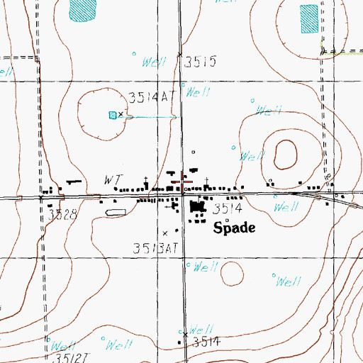 Topographic Map of Spade, TX