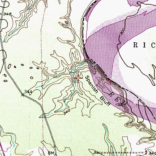 Topographic Map of Spanish Bluff, TX