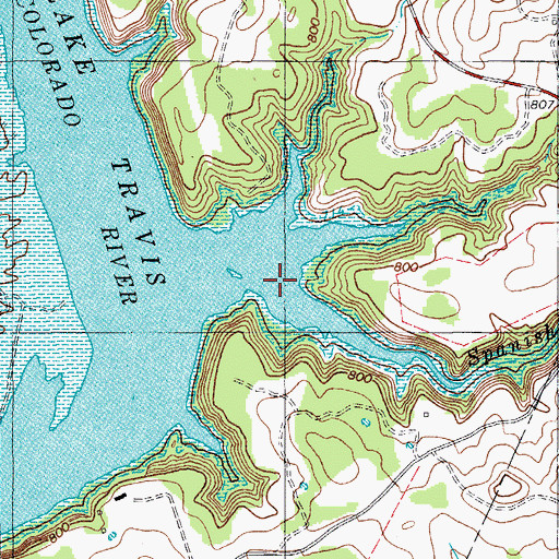 Topographic Map of Spanish Oak Creek, TX