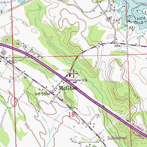 Topographic Map of Fairview Cemetery, AL