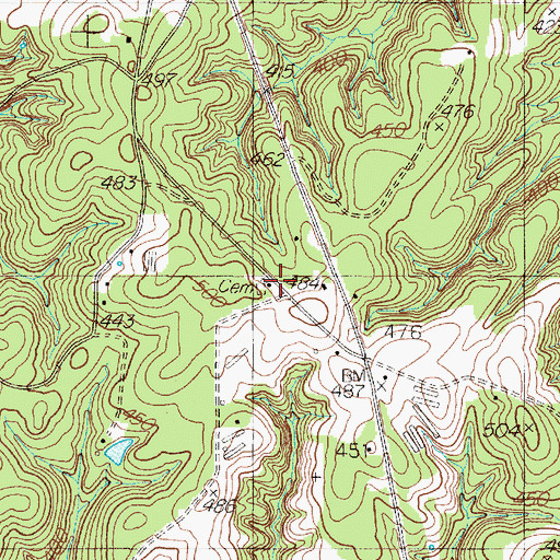 Topographic Map of Spann Church, TX